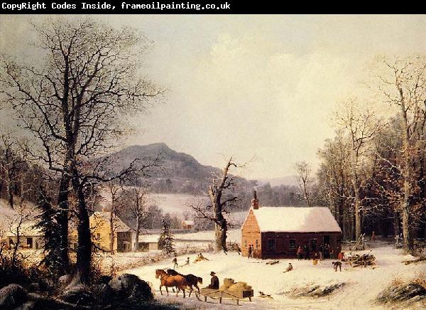 George Henry Durrie Red School House, Winter